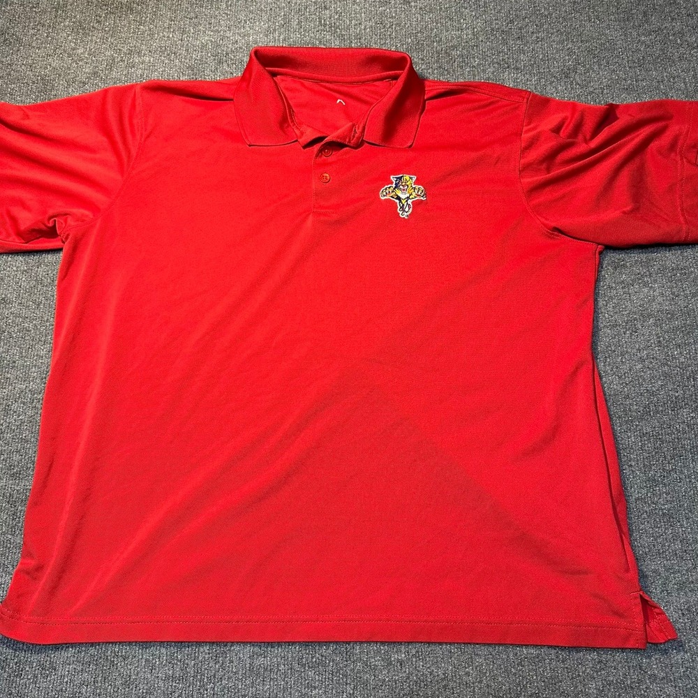 Antigua Florida Panthers NHL Polo Shirt Mens XL Red Performance Short Sleeve - Picture 1 of 7